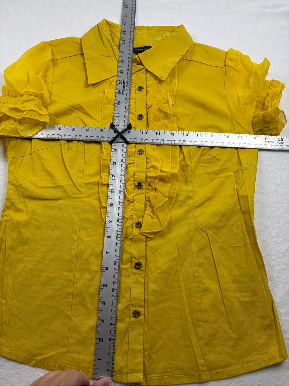 paper tee Yellow Ruffle Button-Front Blouse - Picture 6 of 6